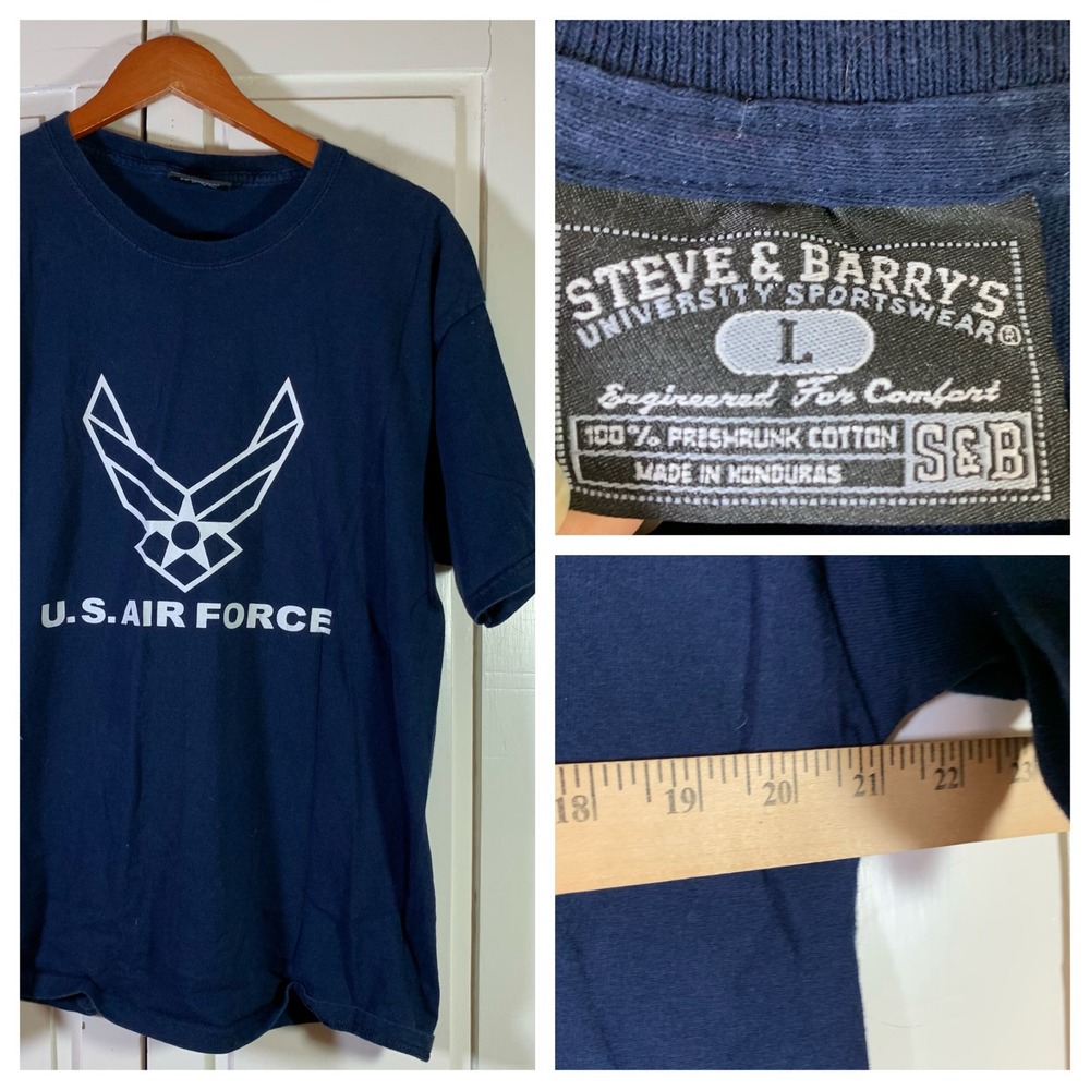 US Air Force‎ T-Shirt Mens Large Blue Graphic Tee L Steve & Barrys Fan USAF